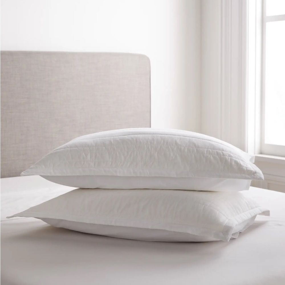 QUINCE Organic Cotton Stripe Stitch Quilted Sham Set King White